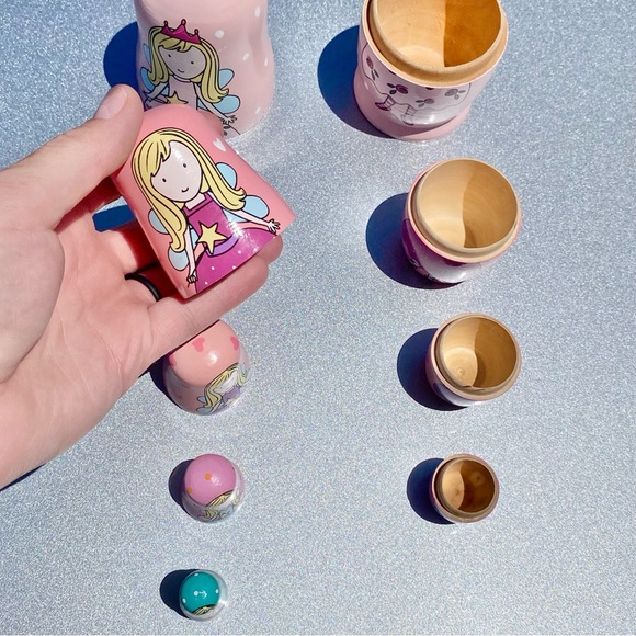Princess Matryoshka Nesting Dolls Pink 5 Inches to 1 Inch Tall - Picture 7 of 10